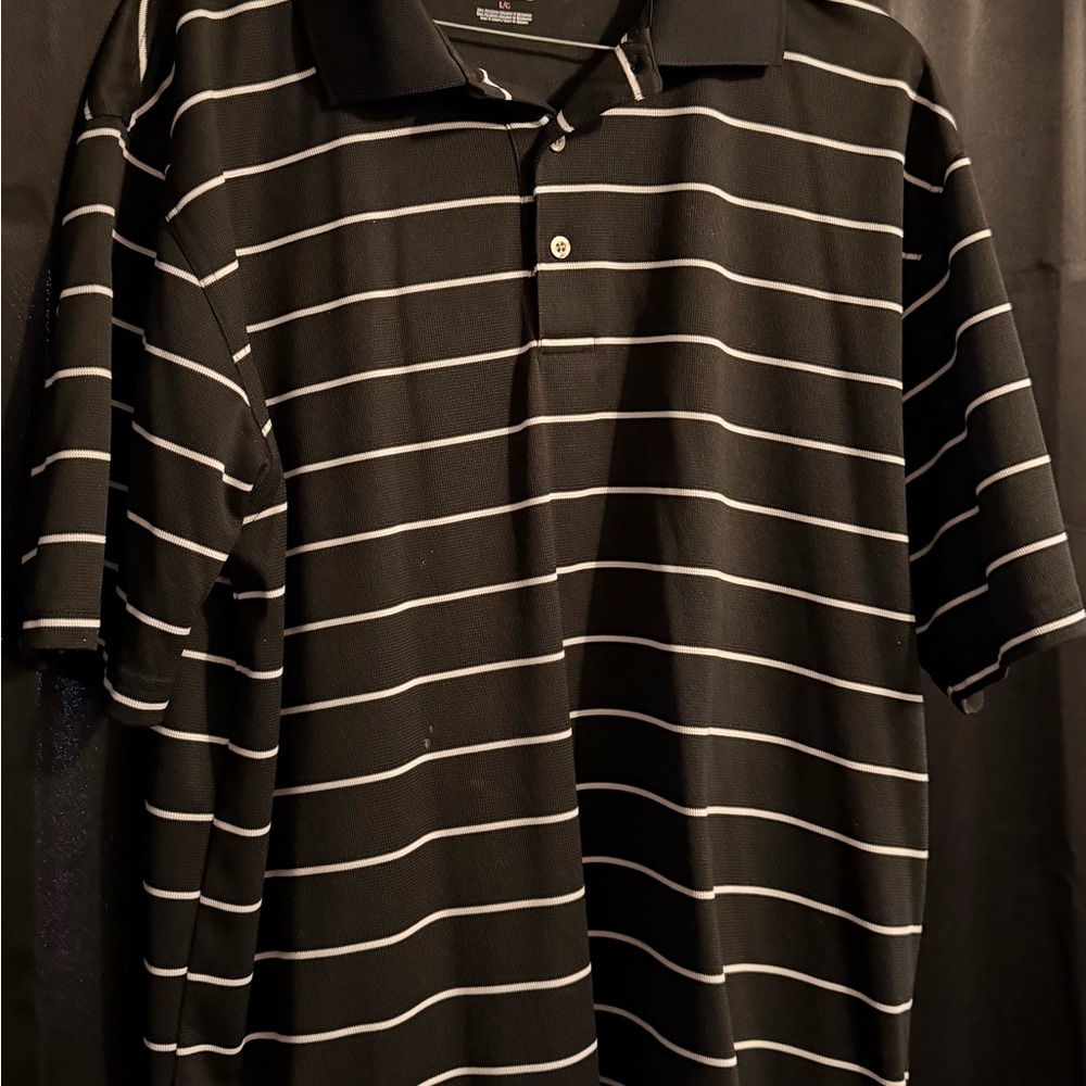 Top Flite Men’s Classic Black Polo with White Stripes